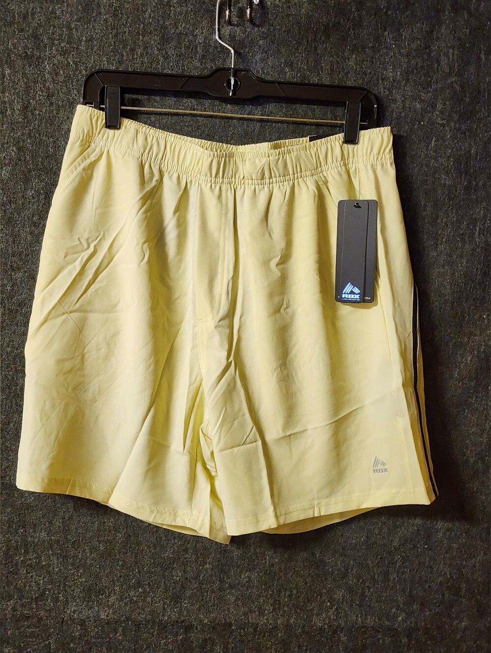 NWT Men's RBX X-Dri Training Shorts S-Med, Light Yellow/Lime, Drawstring